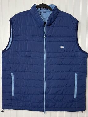 Johnnie-O Harwich Quilted Puffer Vest XXL Blue Lightweight Zip Golf Preppy